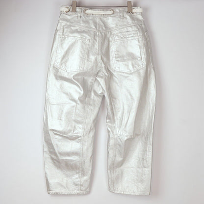 Free People Moxie Metallic Silver Low-Slung Barrel Jeans - 29