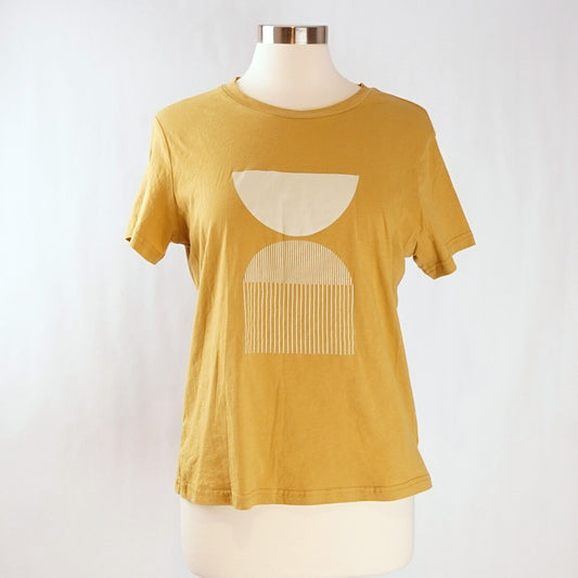 Bohme Mustard Short Sleeve Half Circle Striped Graphic T-Shirt - S