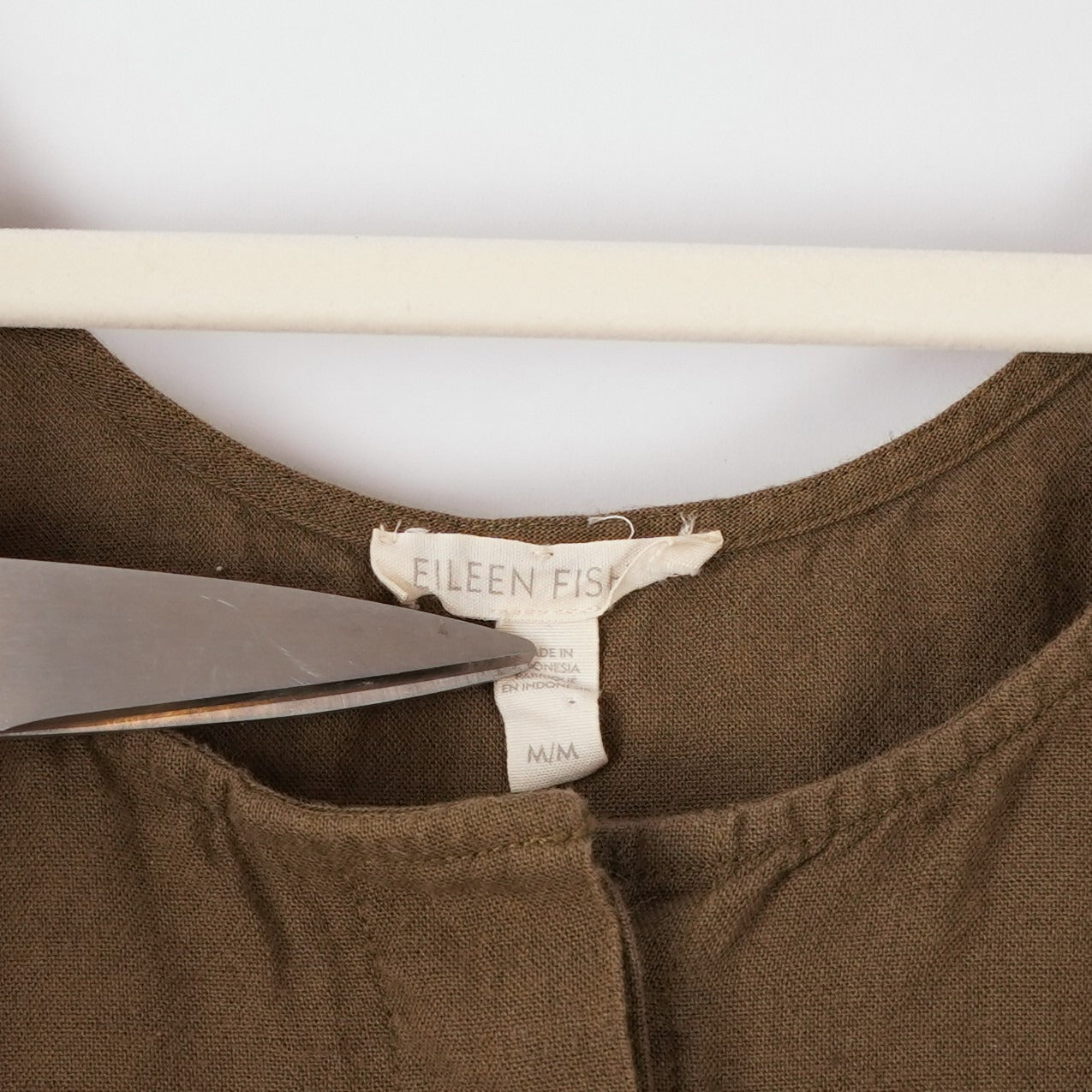 Eileen Fisher Organic Cotton Crepe Jumpsuit Olive Green - M