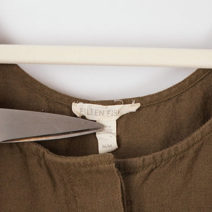 Eileen Fisher Organic Cotton Crepe Jumpsuit Olive Green - M