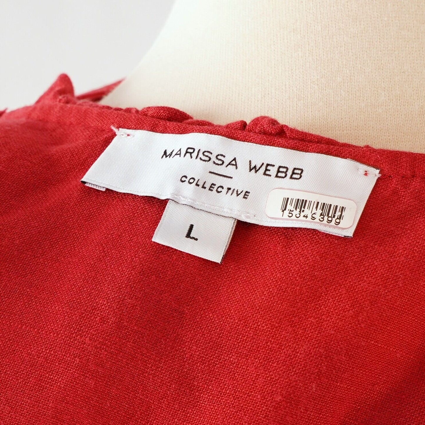 Marissa Webb Off Shoulder Linen Belted Ruffled Sundress - L
