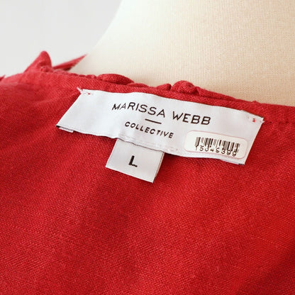 Marissa Webb Off Shoulder Linen Belted Ruffled Sundress - L