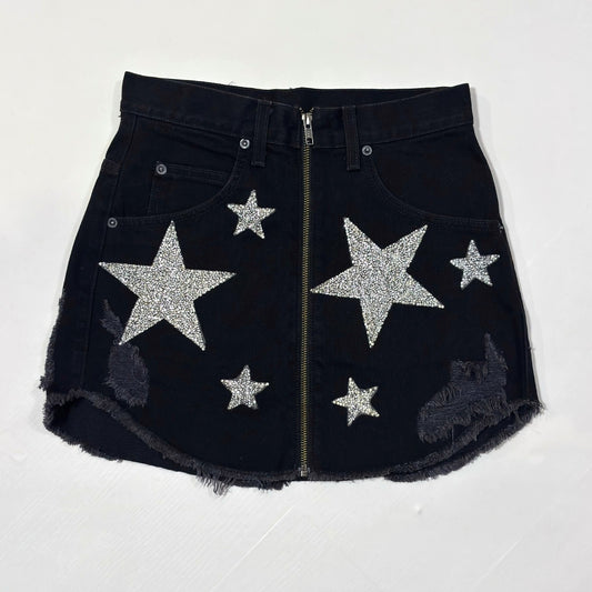 Carmar Beatrice Black Denim Silver Star Jean Skirt - 26