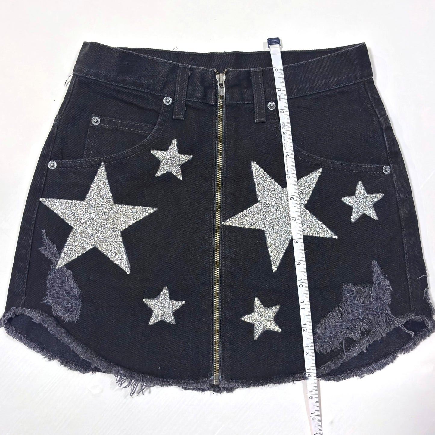 Carmar Beatrice Black Denim Silver Star Jean Skirt - 26