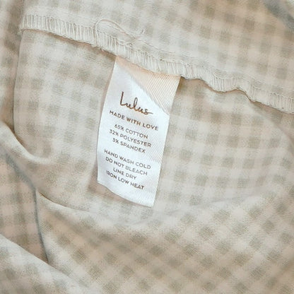 Lulus Happy Chance Sage Green Gingham Square Neck Mini Dress - L