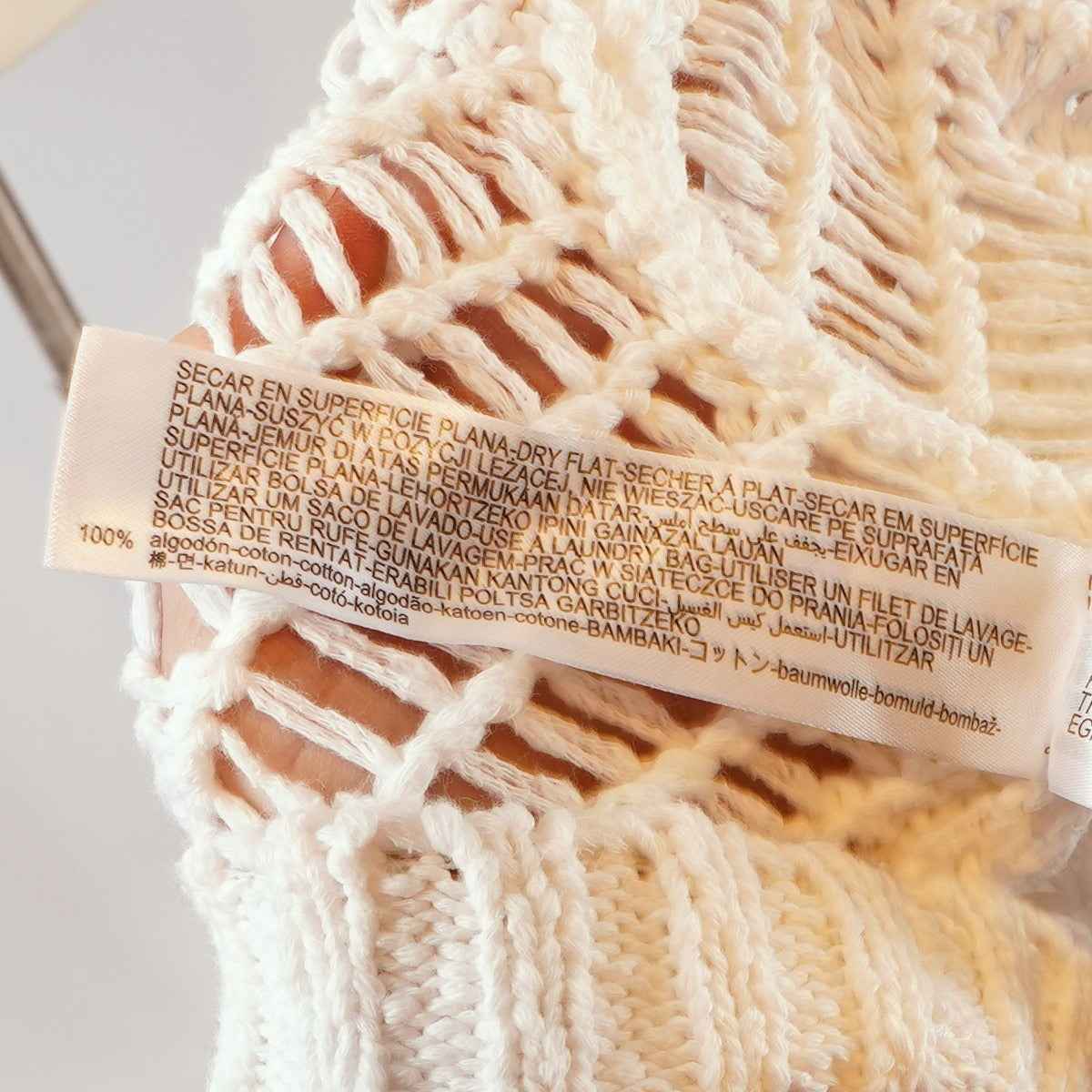 Zara Crochet Knit Crop Sweater Floral Details White - M