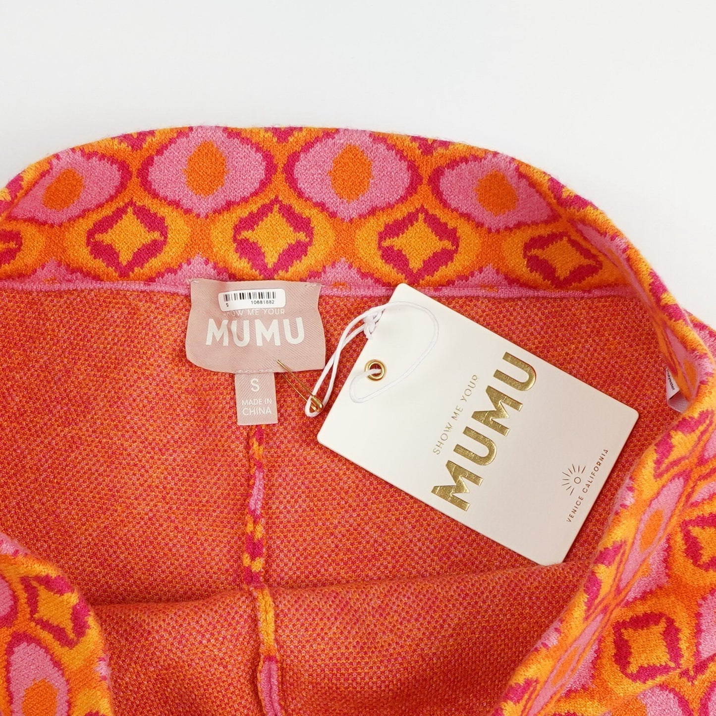 Show Me Your Mumu Zermatt Sweater Pants Pink Geo Jacquard - S