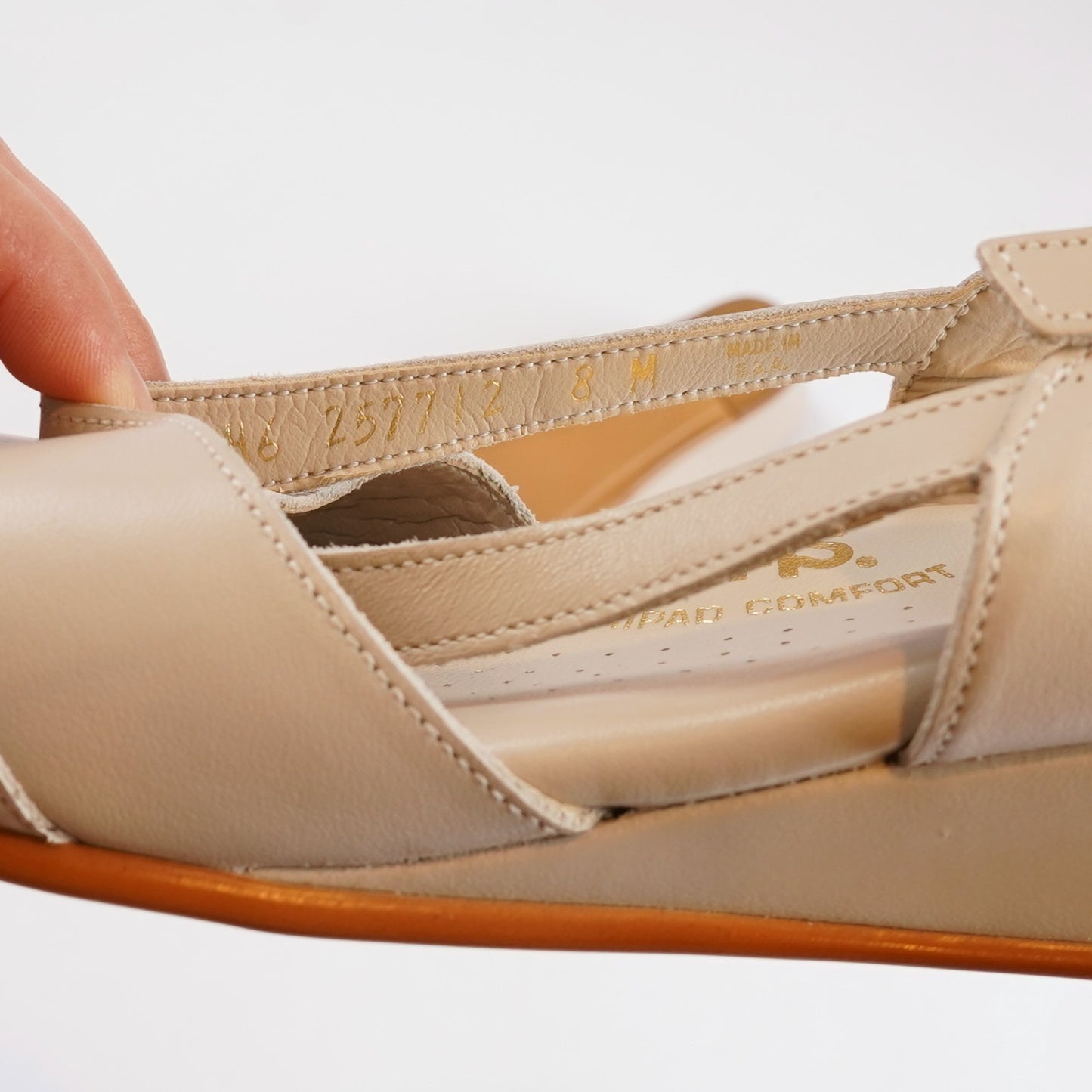 SAS Caress Cross Strap Wedge Sandal Bone White Tripad Comfort - 8