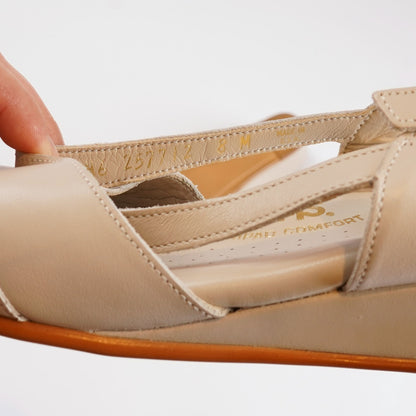 SAS Caress Cross Strap Wedge Sandal Bone White Tripad Comfort - 8