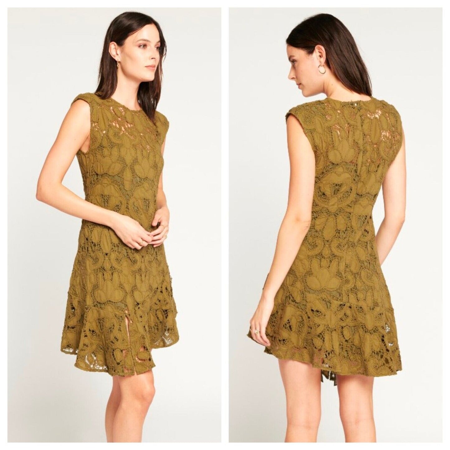 Joie Chantelle Eyelet Cotton Lace Dress Dark Olive - 4