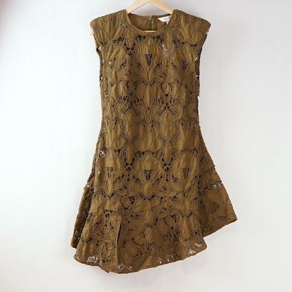 Joie Chantelle Eyelet Cotton Lace Dress Dark Olive - 4