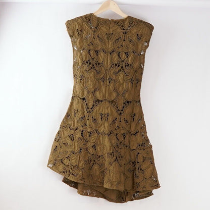 Joie Chantelle Eyelet Cotton Lace Dress Dark Olive - 4