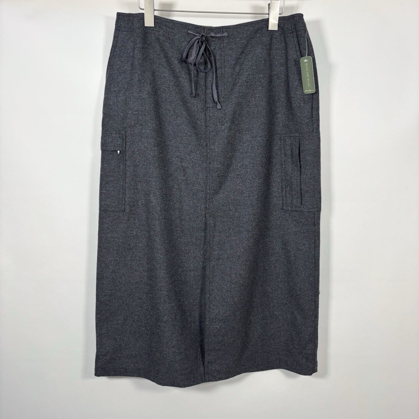 Eddie Bauer Wool Cargo Carpenter Maxi Midi Skirt Charcoal Gray - 14 Petite