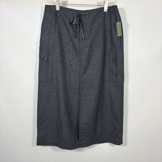 Eddie Bauer Wool Cargo Carpenter Maxi Midi Skirt Charcoal Gray - 14 Petite