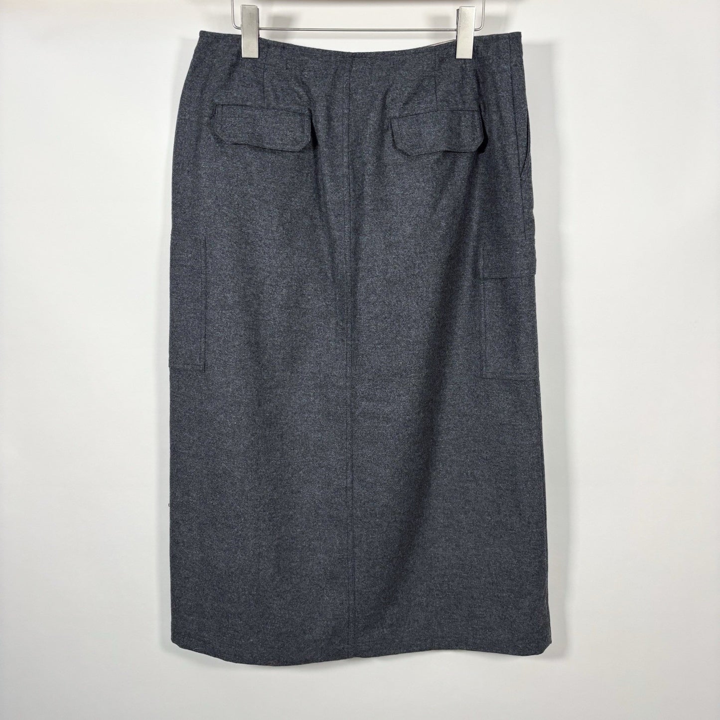 Eddie Bauer Wool Cargo Carpenter Maxi Midi Skirt Charcoal Gray - 14 Petite