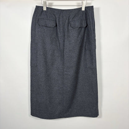 Eddie Bauer Wool Cargo Carpenter Maxi Midi Skirt Charcoal Gray - 14 Petite