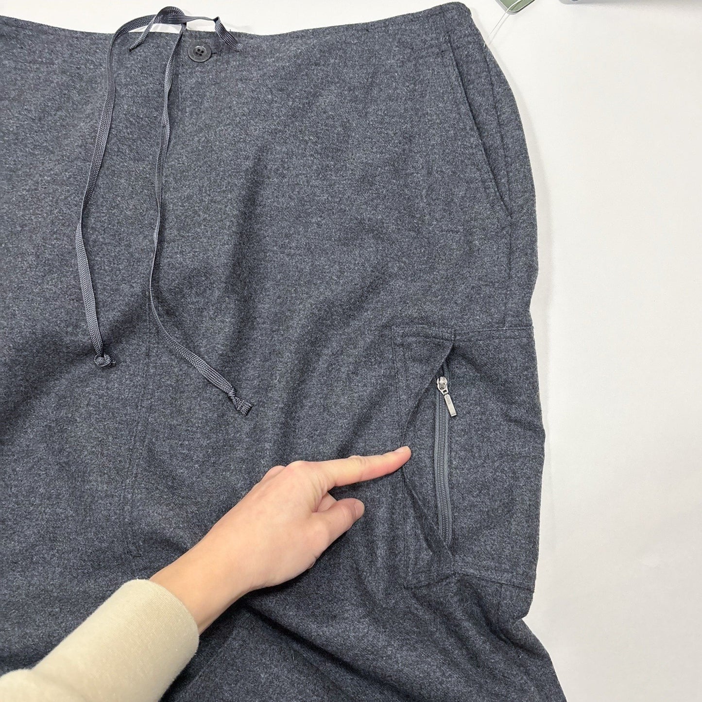 Eddie Bauer Wool Cargo Carpenter Maxi Midi Skirt Charcoal Gray - 14 Petite