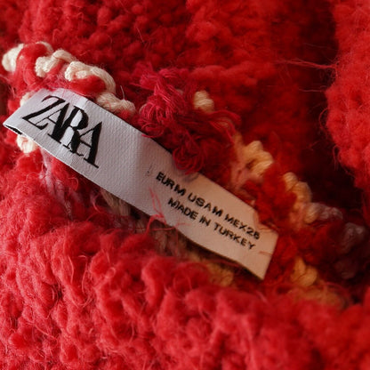 Zara Jacquard Knit Pink Red Sweater - M