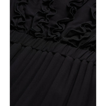 The Kooples Black Maxi Dress Ruffled Short Sleeve Dress - S