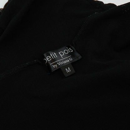 Petit Pois x Viviana G Sleeveless High Collar Top Black Mesh - M