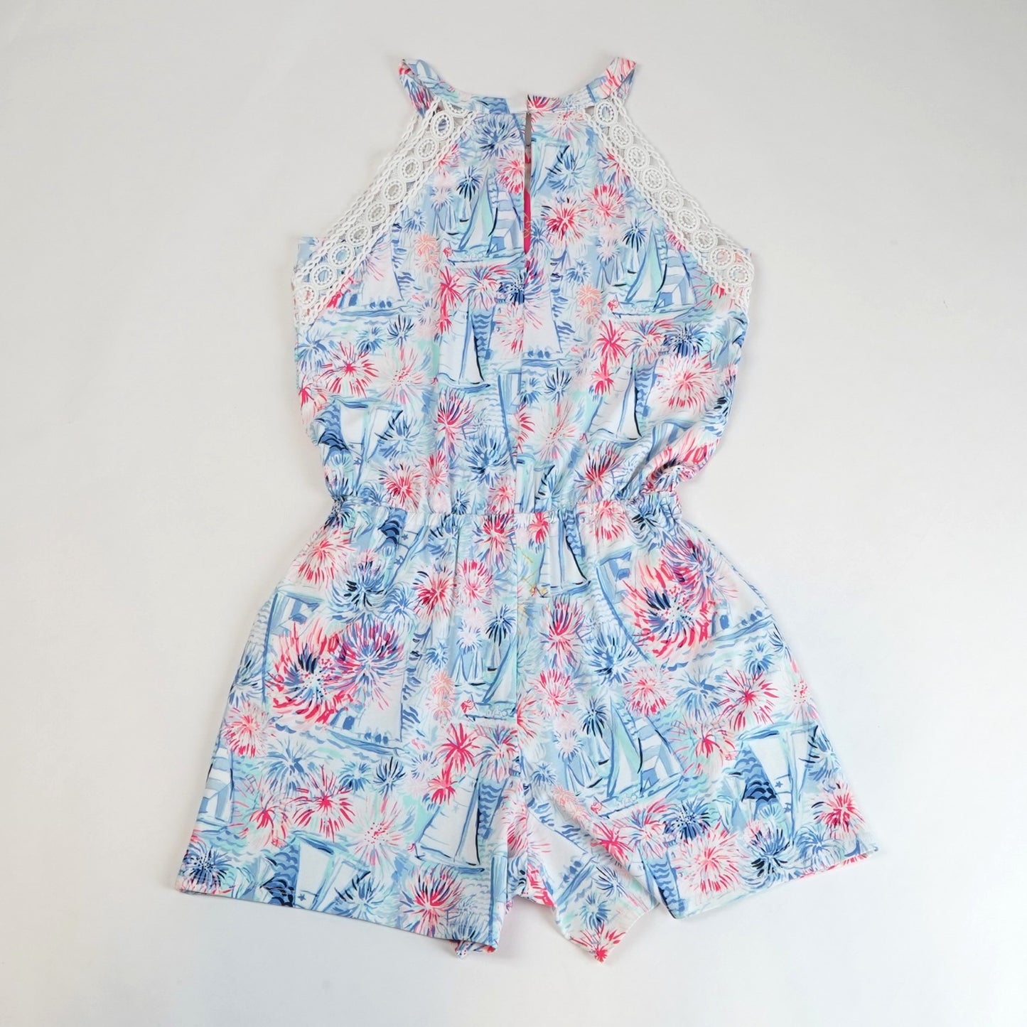 Lilly Pulitzer Lala Romper Sea to Shining Sea Sailboat Fireworks - XS