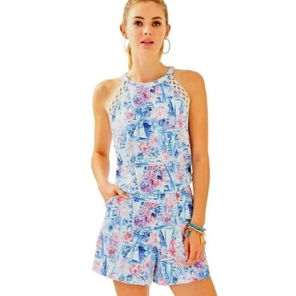 Lilly Pulitzer Lala Romper Sea to Shining Sea Sailboat Fireworks - XS
