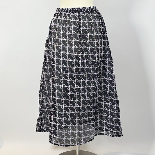 Lisa Says Gah Molly Sheer Midi Maxi Skirt  Embroidered Bows Black - M/L