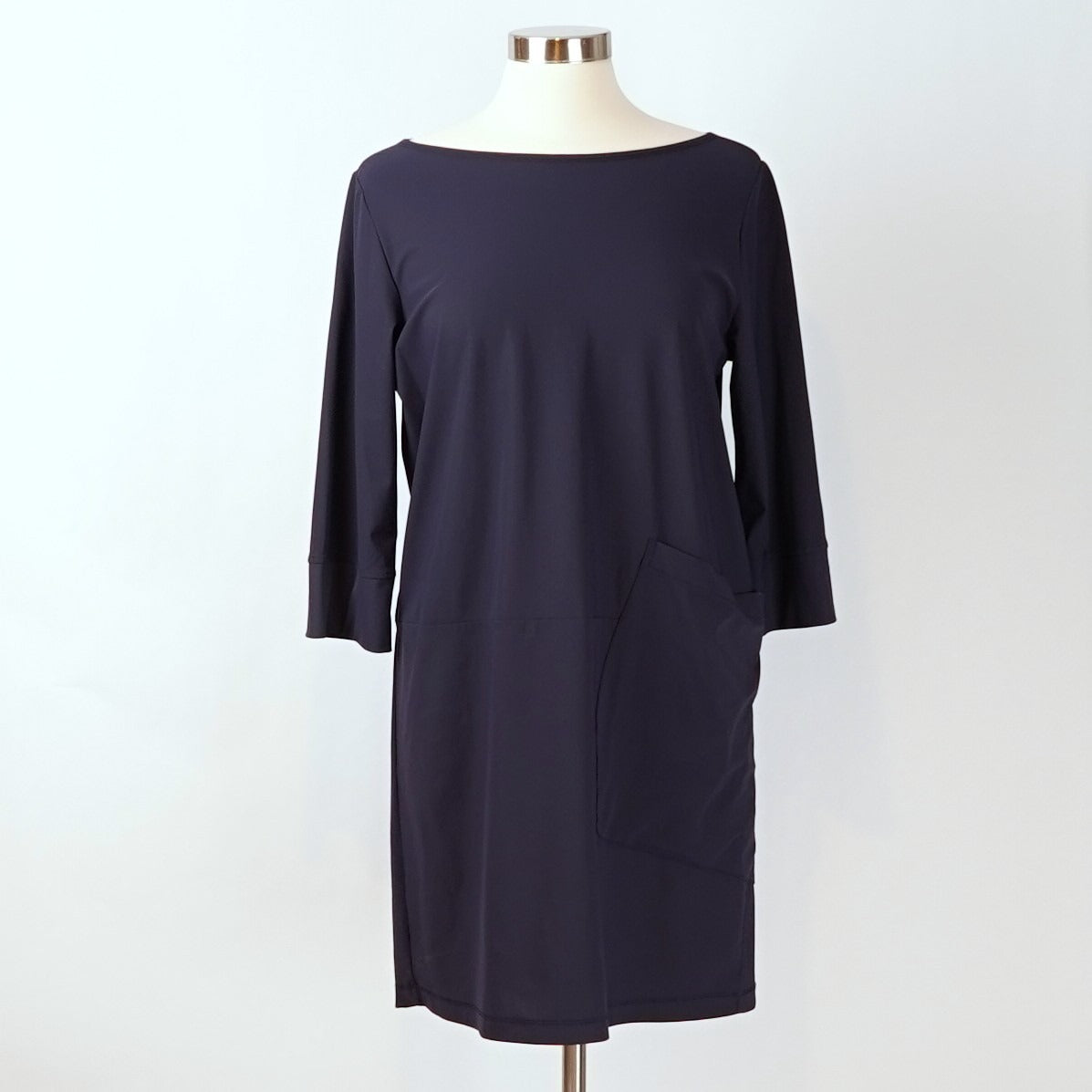 Porto San Fransisco Navy Shift Neck Lagenlook Front Pocket - M