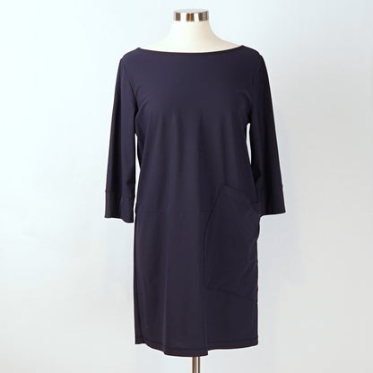 Porto San Fransisco Navy Shift Neck Lagenlook Front Pocket - M