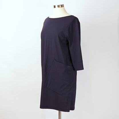 Porto San Fransisco Navy Shift Neck Lagenlook Front Pocket - M