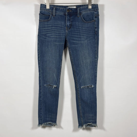Free People Raw Hem Low Rise Distressed Skinny Jeans Medium Wash - 27