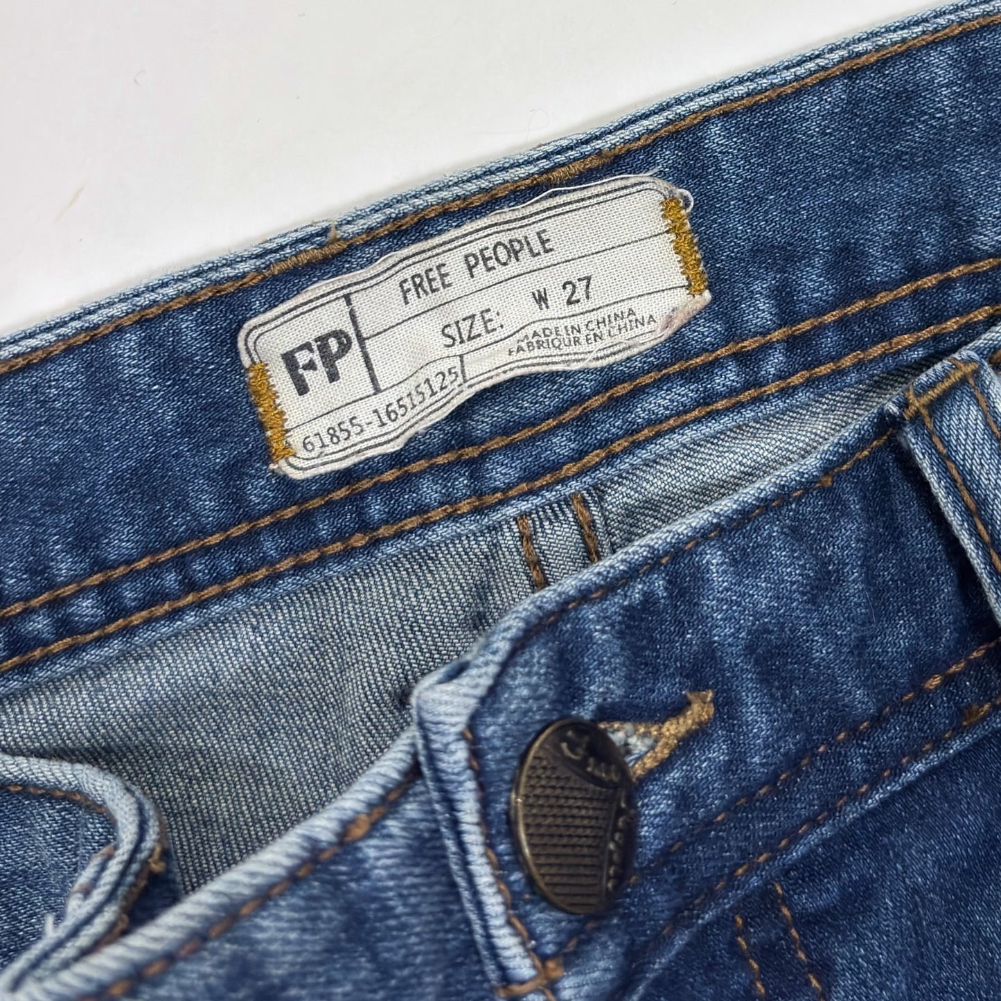 Free People Raw Hem Low Rise Distressed Skinny Jeans Medium Wash - 27