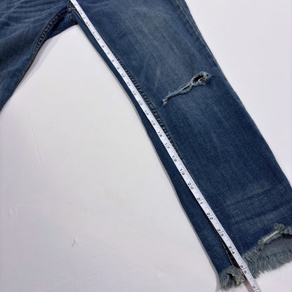 Free People Raw Hem Low Rise Distressed Skinny Jeans Medium Wash - 27