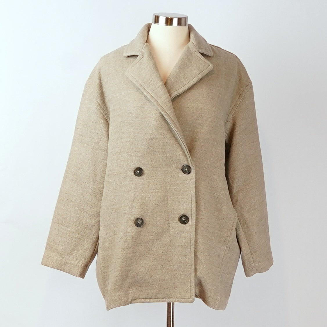 Free People Hannah Slouchy Beige Oversize Blazer Coat - XS