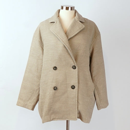 Free People Hannah Slouchy Beige Oversize Blazer Coat - XS