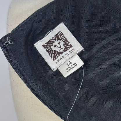 Anne Klein Striped Sheath Dress Vegan Leather Black White - 14