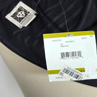 Anne Klein Striped Sheath Dress Vegan Leather Black White - 14