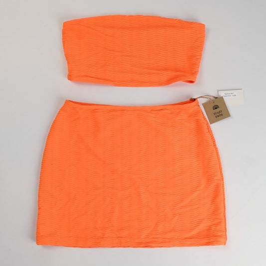 Toast Swim Tube Bikini Top & Skirt in Tangelo Wave - S