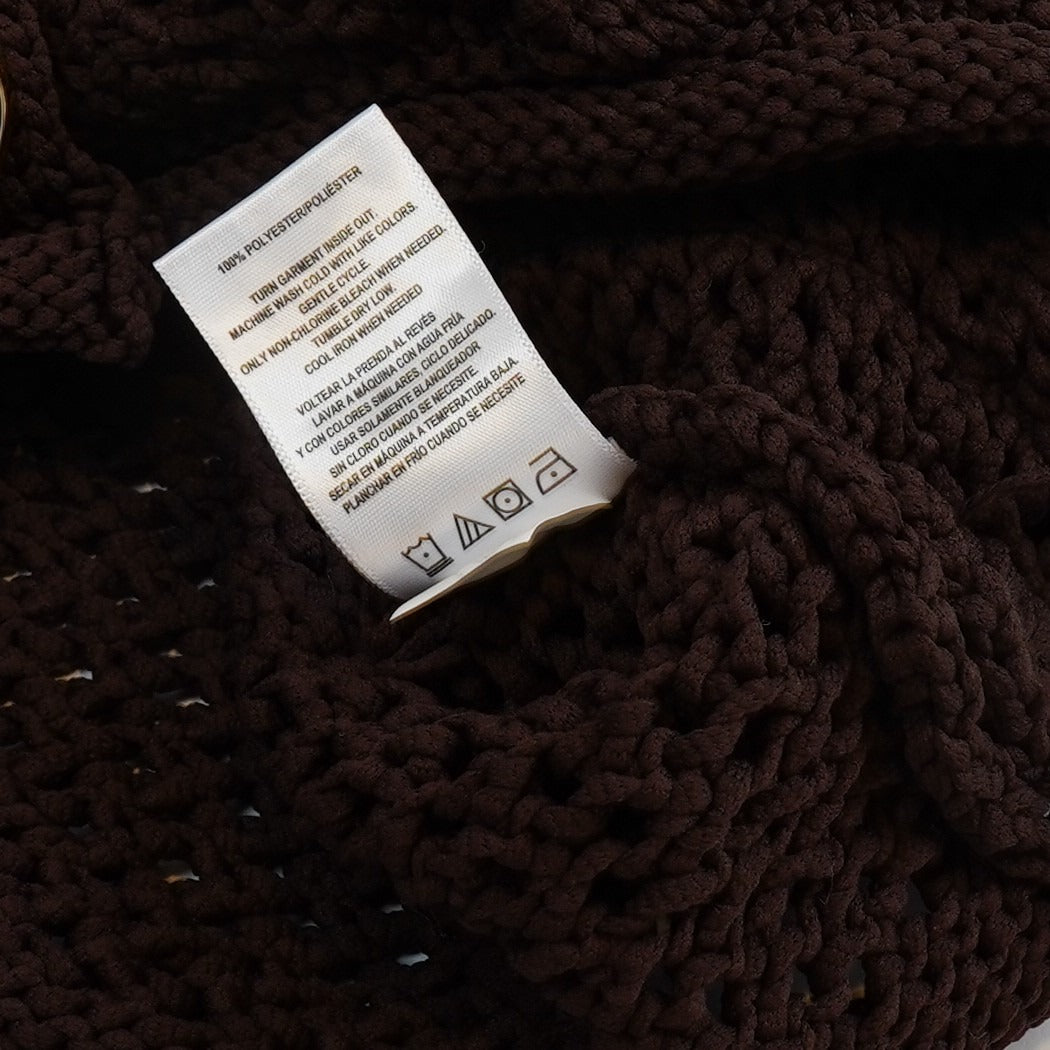 Vigoss Crochet Sweater Vest Chocolate Brown Gold Buttons - S