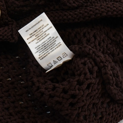Vigoss Crochet Sweater Vest Chocolate Brown Gold Buttons - S