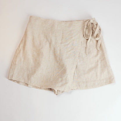 American Eagle Linen Blend Faux Wrap Skort Natural Beige - S