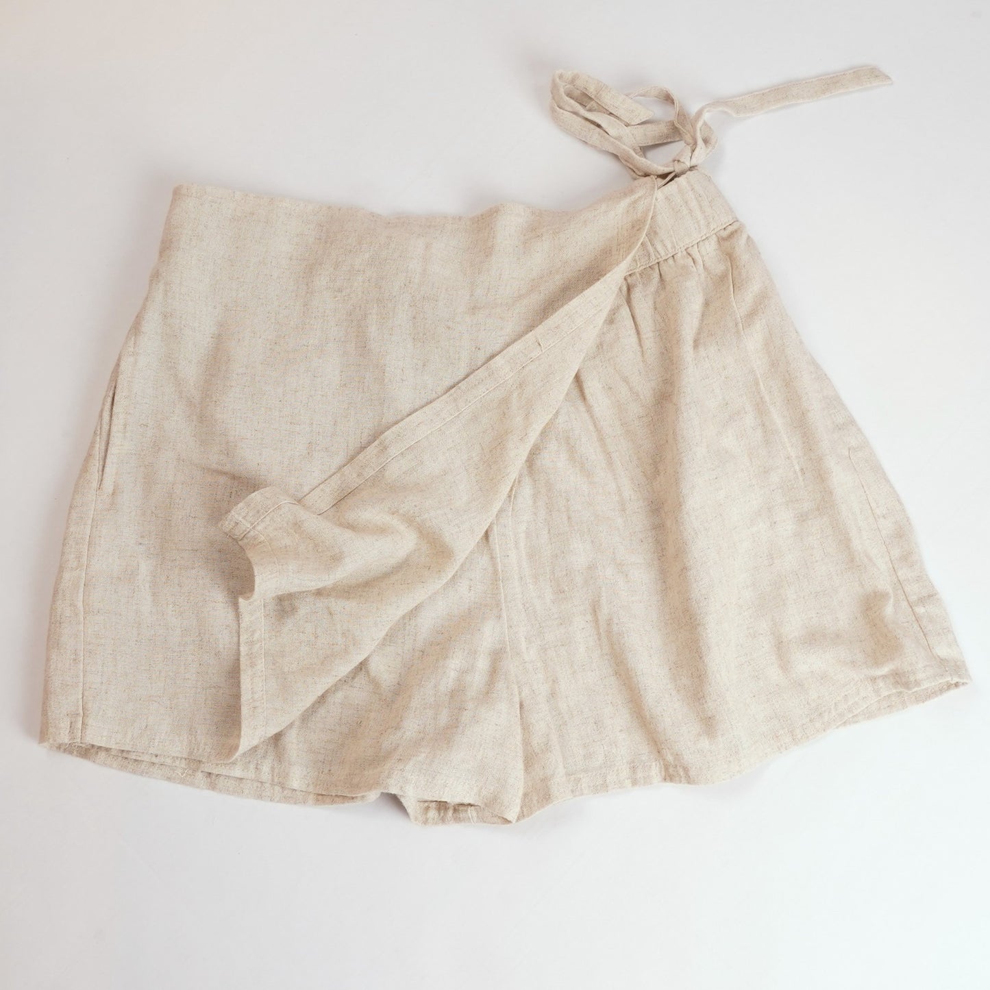 American Eagle Linen Blend Faux Wrap Skort Natural Beige - S
