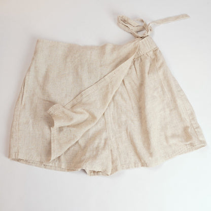 American Eagle Linen Blend Faux Wrap Skort Natural Beige - S