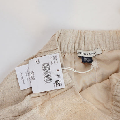 American Eagle Linen Blend Faux Wrap Skort Natural Beige - S