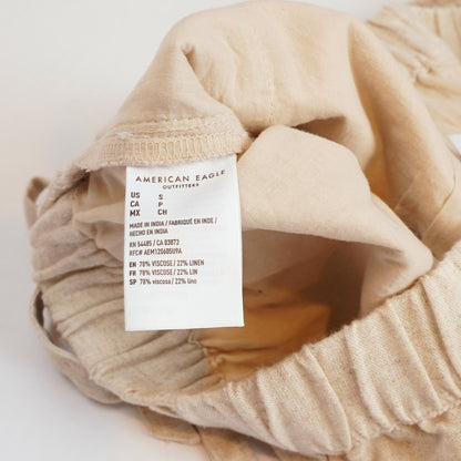 American Eagle Linen Blend Faux Wrap Skort Natural Beige - S