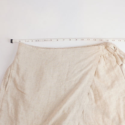 American Eagle Linen Blend Faux Wrap Skort Natural Beige - S