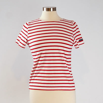 Saint James L'atelier Breton Striped Short Sleeve Shirt Red White - XS