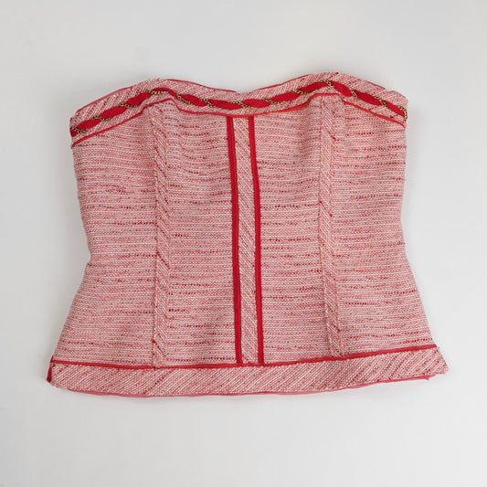 White House Black Market Pink Tweed Bustier Corset Optional Straps - 6