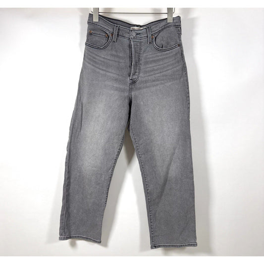 Levi's Ribcage Straight Leg High Rise Ankle Jeans Gray - 28