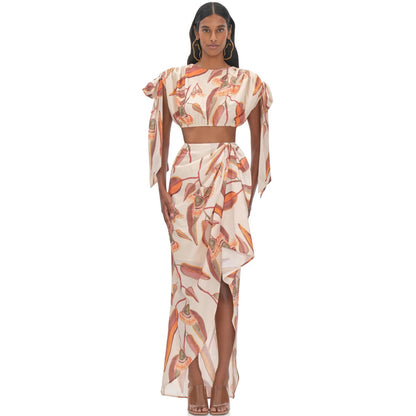 Andrea Iyamah Halima Crop Top Eucalyptus Print - M